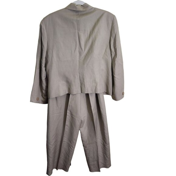 Valerie Stevens Vintage Neutral Linen Blend Pant Suit Size 16 - Picture 2 of 7